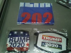 Trump Flag and 2 Masks.