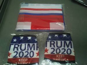 Trump Flag and 2 Masks.