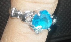 Women�s Ring, Blue Heart Shaped Stone,