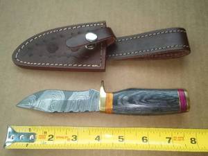 7.75 in. Knife, Wood Handle and Decorative Leather Sheath