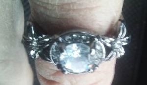 Graphite Colored Band, Clear Stone