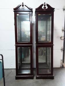 lot 2 image: Pair Of Lighted Glass Door CurioDisplay Cabinets 17x15x71