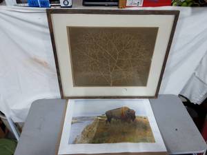 lot 12 image: Framed Tumble Weed Print Signed By Artist 31x27 (Frame Needs Repair)