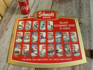 lot 5 image: Vintage Schmidt Beer Embossed Foil Can Sign