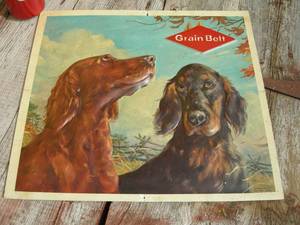 lot 10 image: Rare Vintage Grain Belt Vacuform Embossed DogsSetters Sign