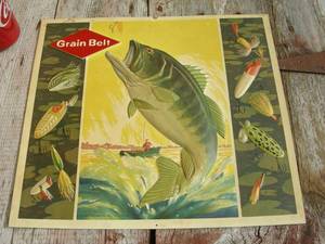 lot 11 image: Rare Vintage Grain Belt Embossed Vacuform Largemouth Bass Sign
