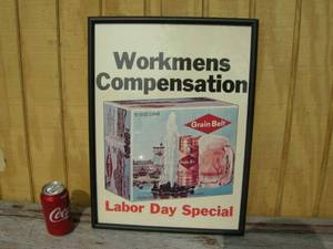 lot 17 image: Vintage Grain Belt Framed Advertiser