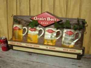 lot 19 image: Rare Vintage Grain Belt Vacuform Embossed Display Sign