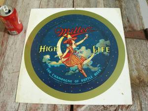 lot 20 image: Vintage Miller High Life Girl on Moon Metal Sign