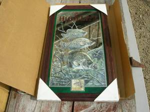 lot 21 image: Miller High Life Mirrored Crappie Sign