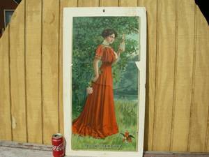 lot 31 image: Antique Budweiser Girl Cardboard Poster