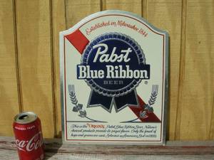 lot 35 image: Vintage Pabst Embossed Foil Sign