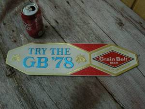 lot 43 image: Vintage Grain Belt Embossed Foil Sign