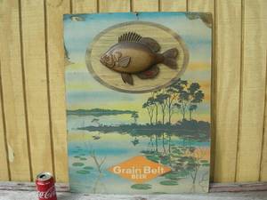 lot 53 image: Vintage Grain Belt Sunfish Hanger Poster