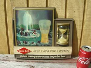 lot 59 image: Vintage Grain Belt Hourglass 3D Sign