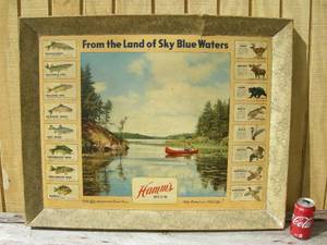 lot 61 image: Vintage Hamms Beer Wildlife Posterboard
