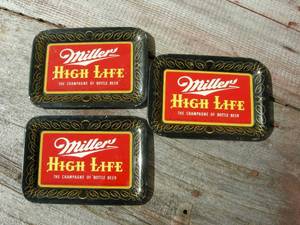 lot 68 image: 3 Vintage Miller High Life Tip Trays