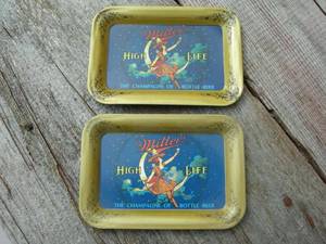 lot 76 image: 2 Vintage Miller Girl on Moon Tip Trays