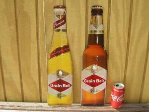 lot 87 image: 2 Vintage Grain Belt Beer Bottle Cardboard Signs