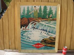 lot 91 image: Vintage Grain Belt Figural Posterboard