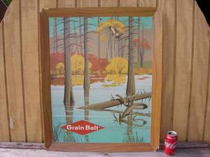 lot 92 image: Vintage Grain Belt Figural Posterboard