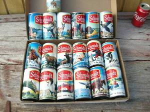 lot 93 image: Group Vintage Schmidt Flat Top Beer Cans