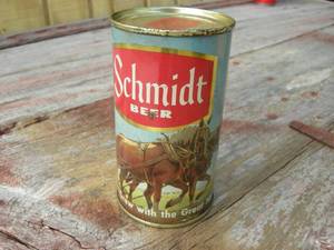 lot 96 image: Vintage Schmidt Beer Flat Top Can - Plow Horses