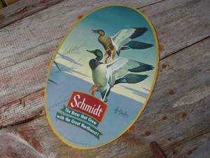 lot 97 image: Vintage Schmidt Beer Oval Sign