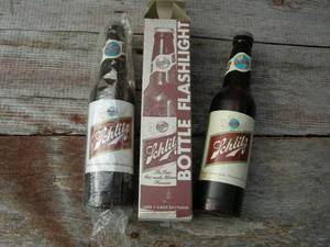 lot 98 image: 2 Vintage Schlitz Beer Bottle Flashlights