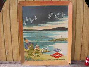 lot 102 image: Vintage Grain Belt Figural Posterboard
