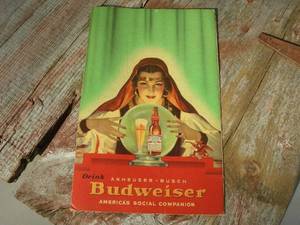 lot 107 image: Vintage Budweiser Crystal Ball Menu Advertiser