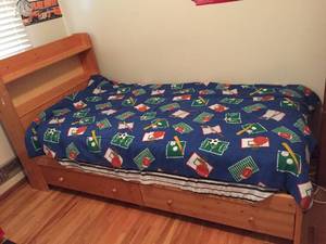 Two Matching Twin Beds With Pull Out Drawers