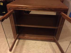 Wooden TV Stand With Glass Doors