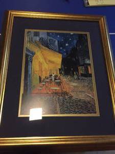 Terrace cafe At Night Framed Art