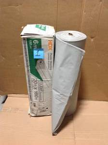 lot 1 image: HDX 20 ft. x 100 ft. Clear 6 mil Plastic Sheeting in good condition 