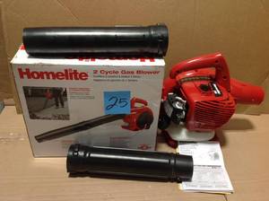 lot 25 image: Homelite 150 MPH 400 CFM 2-Cycle Handheld Gas Leaf Blower &nbspin good condition 