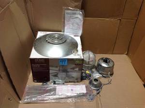 lot 49 image: Grayton 54 in. LED IndoorOutdoor Galvanized Ceiling Fan with Light Kit and Remote Control &nbspin good condition 