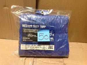 lot 50 image: Everbilt 10 ft. x 12 ft. Blue Medium Duty Tarp &nbspin good condition 