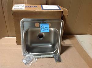 lot 80 image: MOEN 2000 Series Stainless Steel 15 in. 2-Hole Single Bowl Drop-In Kitchen Sink &nbspin good condition 