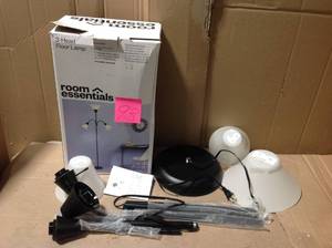 Floor Lamp 3-Light Brushed Steel Frosted White Glass Shades for Living Room Reading Bedroom Office&nbsp&nbspin good condition&nbsp