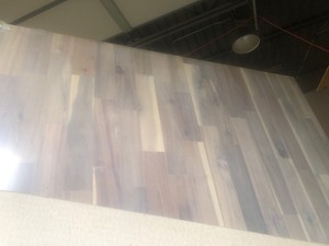 Interbuild Acacia 8 ft. L x 25 in. D x 1 in. T Butcher Block Countertop in Organic White Stain not used whit damage on the top corner please review the photos