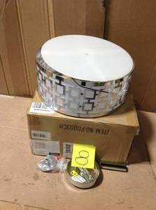 lot 8 image: POPILION Chrome Finish Flush Mount Ceiling Light,Ceiling Light Fixture Tempered &nbspin good condition 