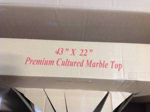 lot 20 image: Design House 552174 Cultured Marble Vanity Top 43, Solid White &nbspin good condition 