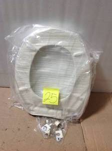 lot 25 image: American Standard EverClean Round Toilet Seat and Cover &nbspin good condition 