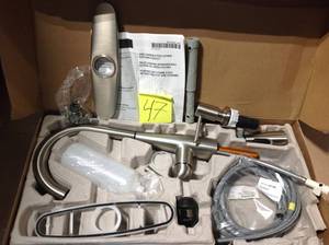lot 47 image: Essie Single-Handle Pull-Down Sprayer Kitchen Faucet with Reflex and Power Clean in Spot Resist Stainless &nbspin good condition 