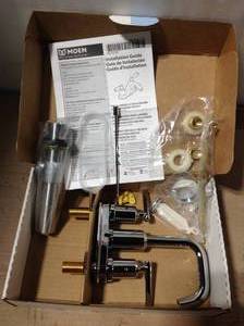 lot 49 image: Gibson 4 in. Centerset 2-Handle High-Arc Bathroom Faucet with Pop-Up Assembly in Chrome