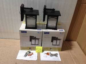lot 53 image: Residence Collection 1-Light 9.2 in. Outdoor Textured Black LED Wall Lantern Sconce &nbspin good condition 