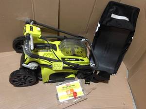 lot 84 image: 16 in. ONE 18-Volt Lithium-Ion Cordless Battery Walk Behind Push Lawn Mower (Tool Only) &nbspin good condition 