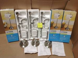 lot 87 image: Sage Freestanding Toilet Paper Holder in Spot Resist Brushed Nickel &nbspin good condition 