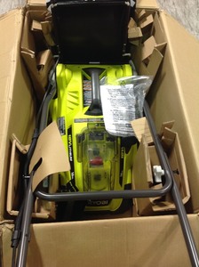 lot 109 image: RYOBI 16 in. ONE 18-Volt Lithium-Ion Cordless Battery Walk Behind Push Lawn Mower (Tool Only) not used